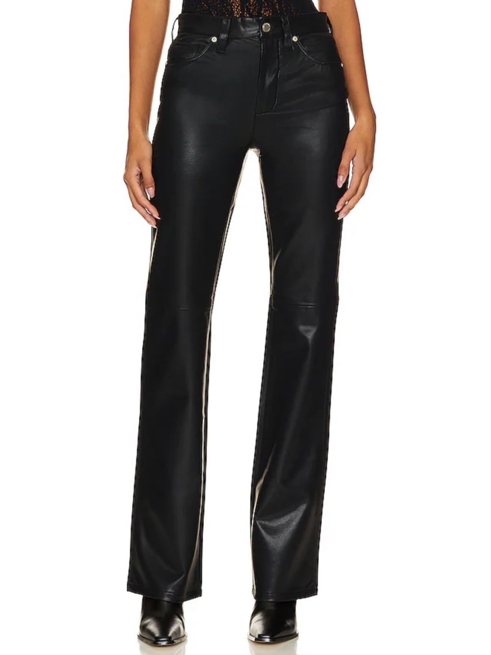 Blank NYC Black Faux Leather Wide-Leg Jeans